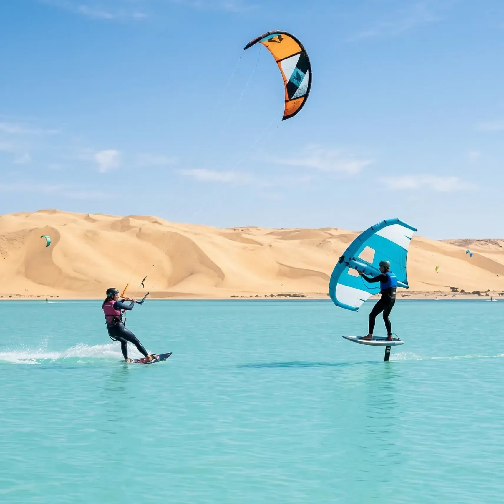 Vue aérienne de la lagune de Dakhla, spot idéal pour le kitesurf